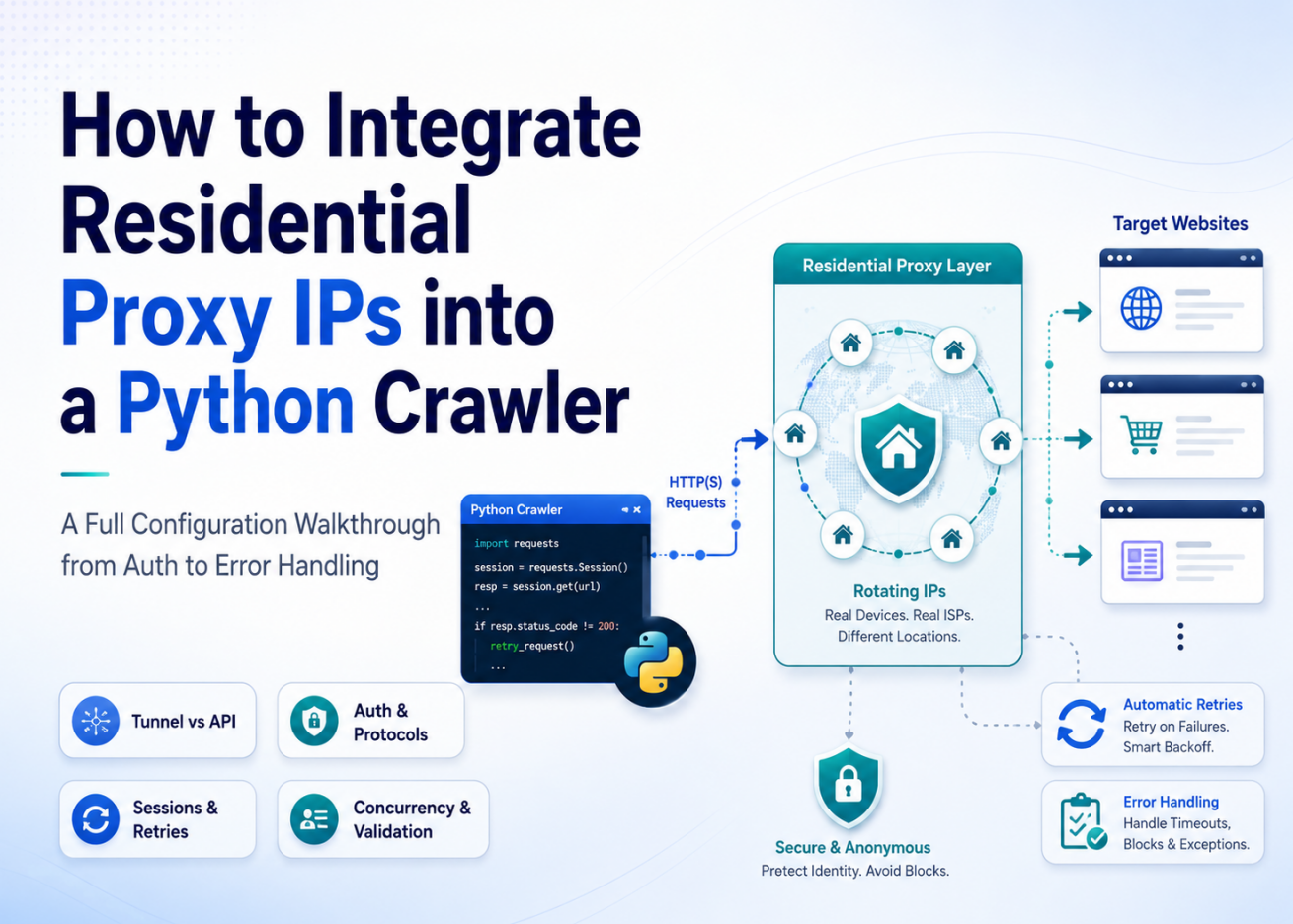 How to Integrate Residential Proxy IPs into a Python Crawler: From Auth to Error Handling